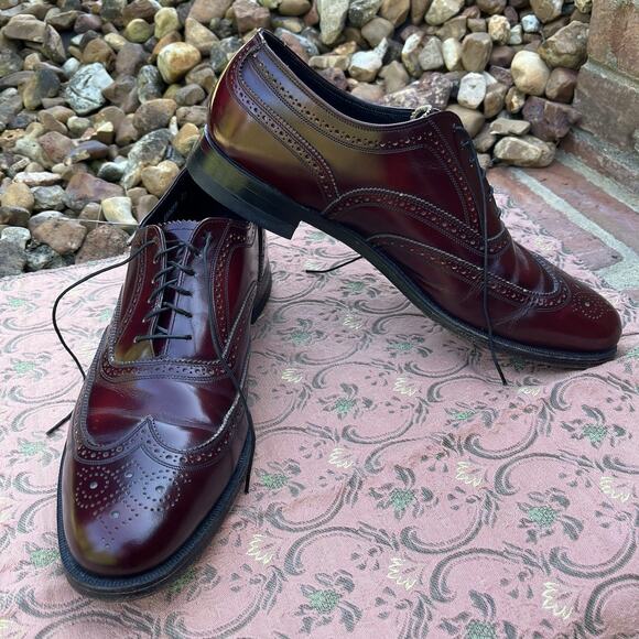 Florsheim Lexington Men's Burgundy Wingtip Oxfords 12D Dress Shoes - Picture 1 of 10
